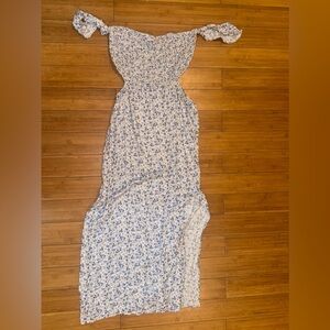 Lush Blue and White Floral Maxi Dress